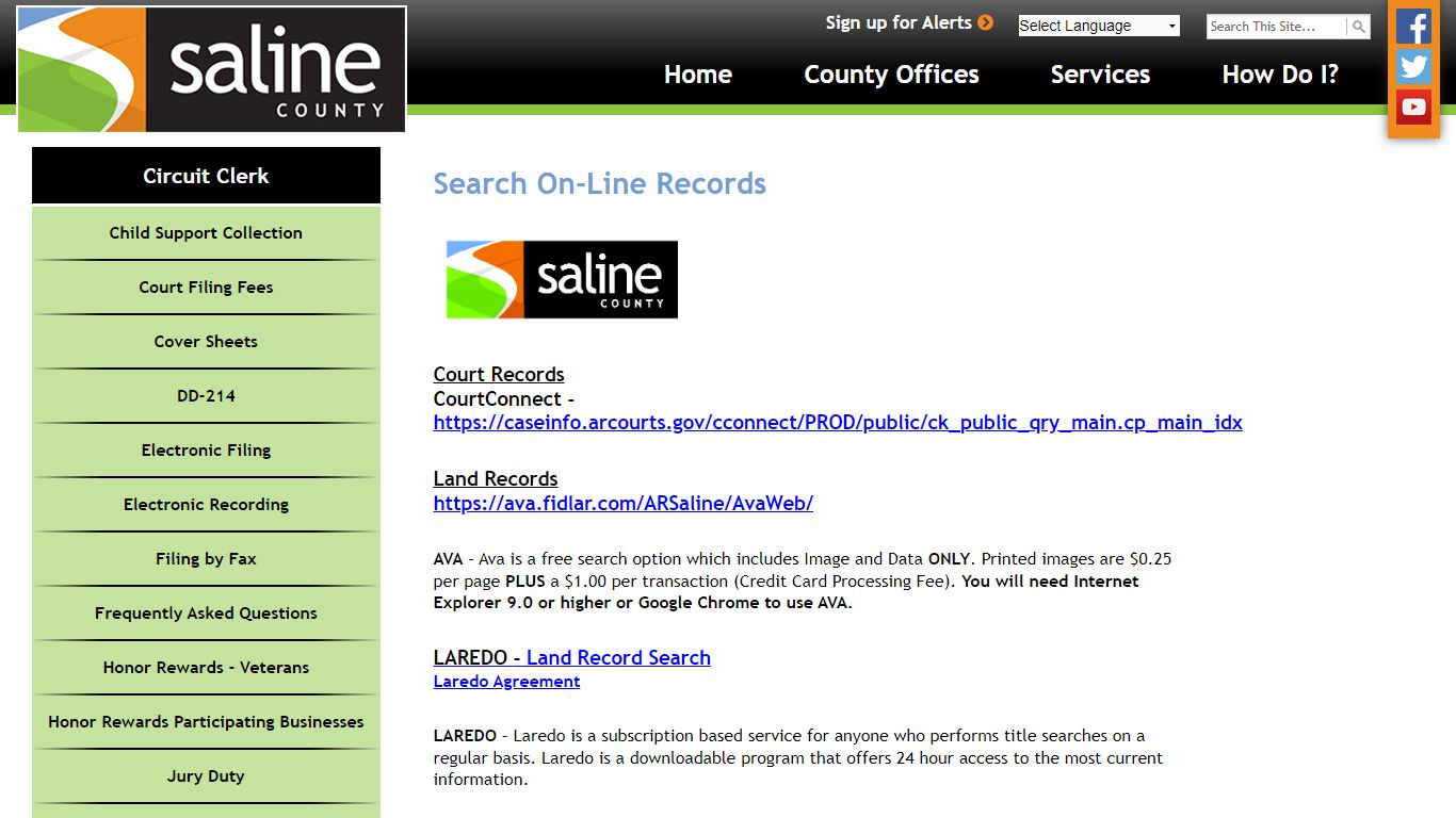 Search On-Line Records - Saline County, Arkansas